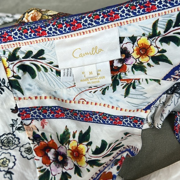 Deep V Frill Short Sleeve Top Cropped Shirt in "My Folk Art Heart" print - Picture 16 of 16